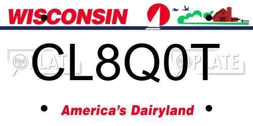 CL8Q0T Wisconsin License Plate