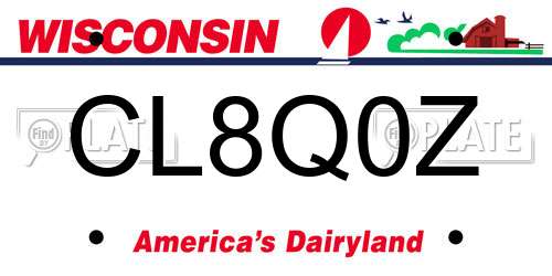 CL8Q0Z Wisconsin License Plate