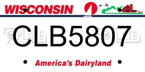 CLB5807 Wisconsin License Plate