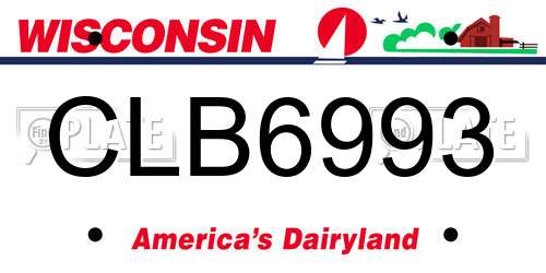 CLB6993 Wisconsin License Plate
