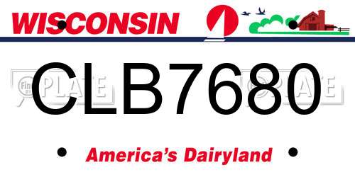 CLB7680 Wisconsin License Plate