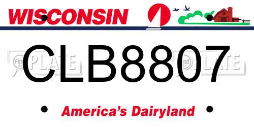 CLB8807 Wisconsin License Plate