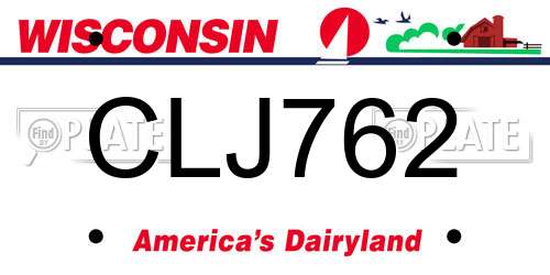 CLJ762 Wisconsin License Plate