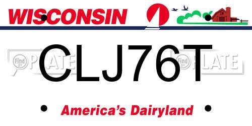 CLJ76T Wisconsin License Plate