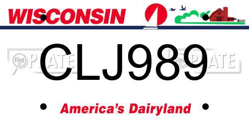 CLJ989 Wisconsin License Plate