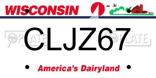 CLJZ67 Wisconsin License Plate