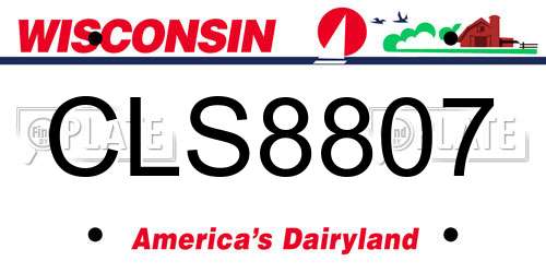 CLS8807 Wisconsin License Plate