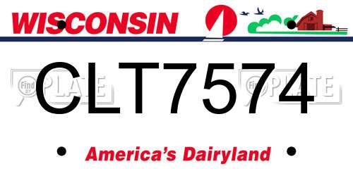 CLT7574 Wisconsin License Plate