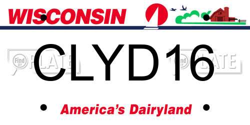 CLYD16 Wisconsin License Plate