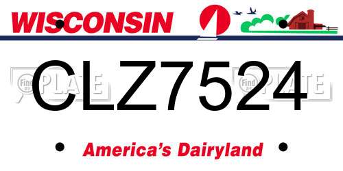 CLZ7524 Wisconsin License Plate