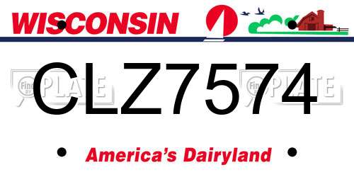 CLZ7574 Wisconsin License Plate