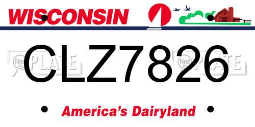CLZ7826 Wisconsin License Plate