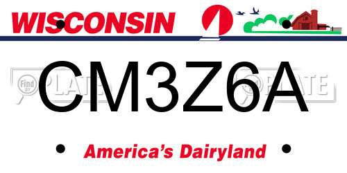 CM3Z6A Wisconsin License Plate