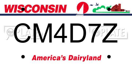 CM4D7Z Wisconsin License Plate