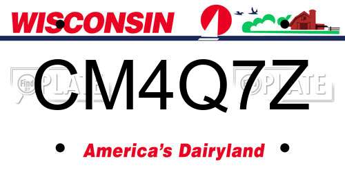 CM4Q7Z Wisconsin License Plate