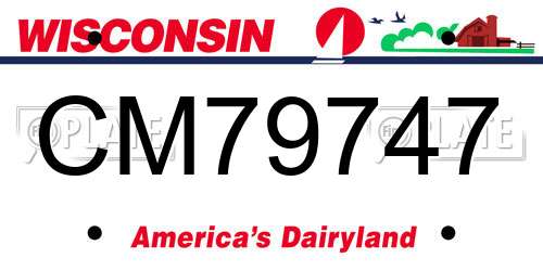 CM79747 Wisconsin License Plate