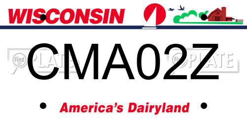 CMA02Z Wisconsin License Plate