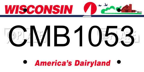 CMB1053 Wisconsin License Plate