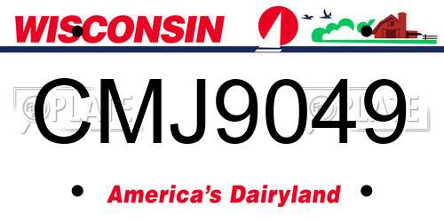 CMJ9049 Wisconsin License Plate