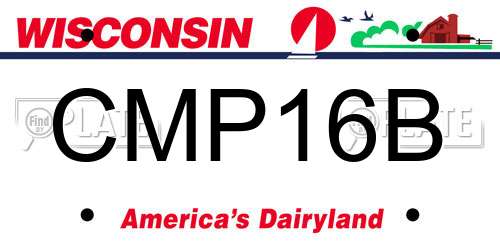 CMP16B Wisconsin License Plate