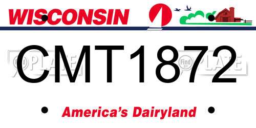 CMT1872 Wisconsin License Plate