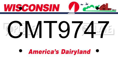 CMT9747 Wisconsin License Plate