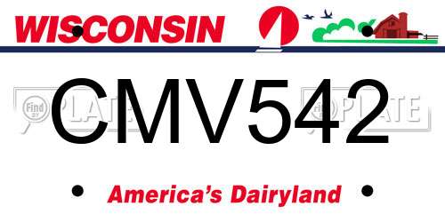 CMV542 Wisconsin License Plate