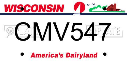 CMV547 Wisconsin License Plate