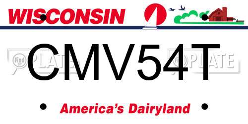 CMV54T Wisconsin License Plate