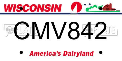 CMV842 Wisconsin License Plate