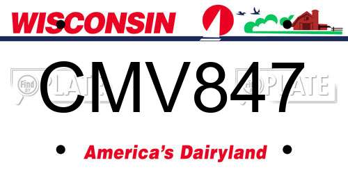CMV847 Wisconsin License Plate