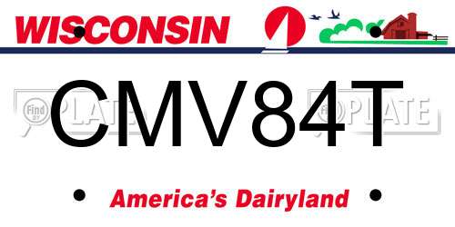 CMV84T Wisconsin License Plate
