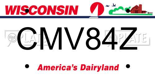 CMV84Z Wisconsin License Plate