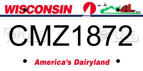 CMZ1872 Wisconsin License Plate