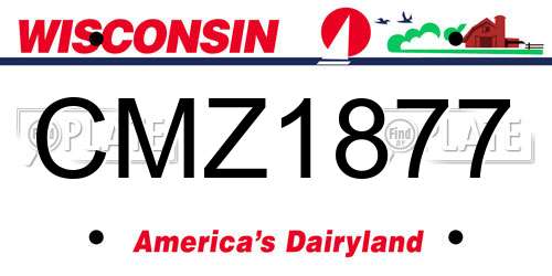 CMZ1877 Wisconsin License Plate