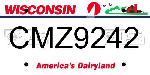 CMZ9242 Wisconsin License Plate
