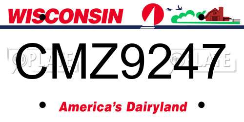 CMZ9247 Wisconsin License Plate