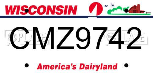 CMZ9742 Wisconsin License Plate