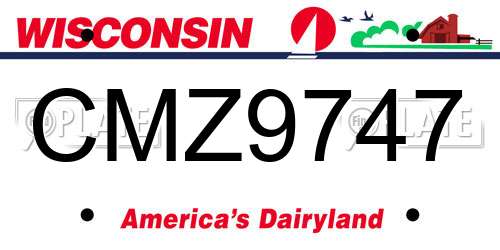 CMZ9747 Wisconsin License Plate