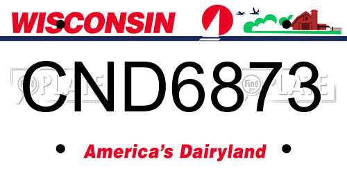 CND6873 Wisconsin License Plate