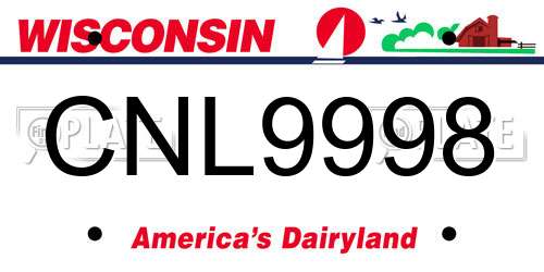 CNL9998 Wisconsin License Plate