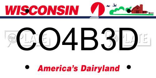 CO4B3D Wisconsin License Plate