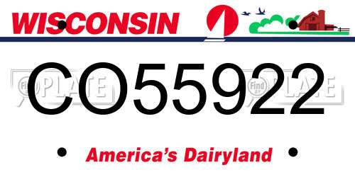 CO55922 Wisconsin License Plate