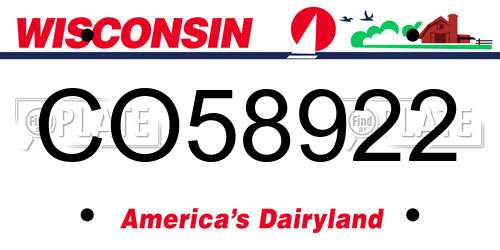 CO58922 Wisconsin License Plate