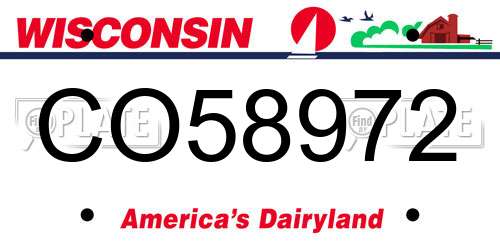 CO58972 Wisconsin License Plate