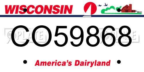 CO59868 Wisconsin License Plate