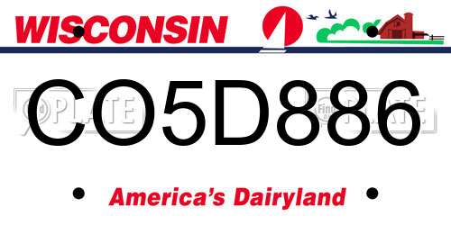 CO5D886 Wisconsin License Plate
