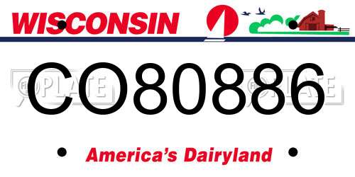 CO80886 Wisconsin License Plate