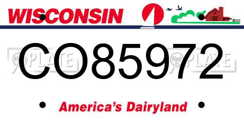 CO85972 Wisconsin License Plate