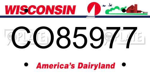 CO85977 Wisconsin License Plate